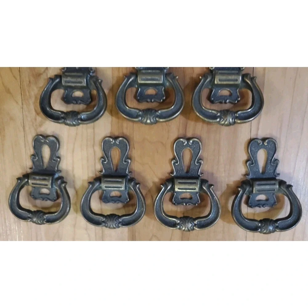 10 Vintage 60s Hyer Antiqued Bronze Fixed‎ Handle Pulls
